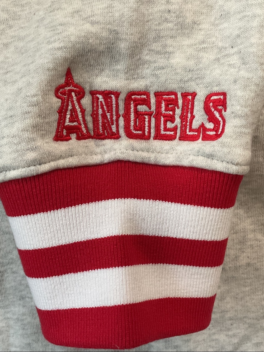 Champion Gray V-Neck Cropped Sweatshirt Embroidered Los Angeles Angels Logo - Picture 5 of 7